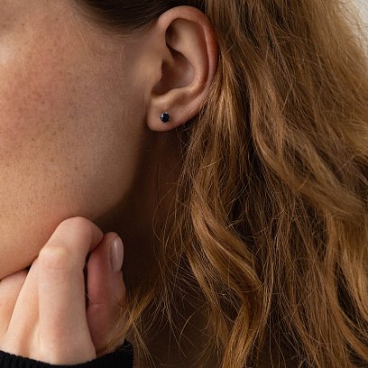 Золотые серьги - пусеты с сапфирами сб0389 №4