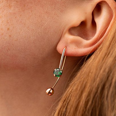 Золоті сережки "Натхнення" (фіаніти) с07039 №4