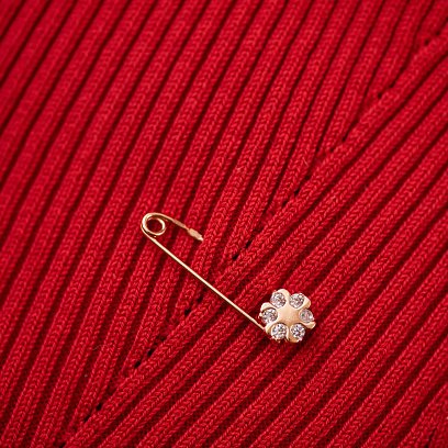 Золотая булавка "Цветочек" с фианитами зак00295 №2