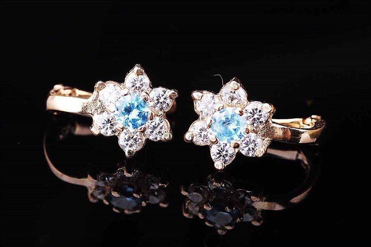 Серьги детские "Цветочки" (фианит) с00586 от ювелирного магазина Оникс - 6