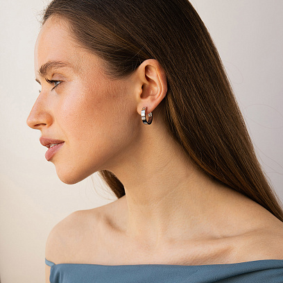 Золоті сережки- кільця "Love" з фіанітами с09361 №2