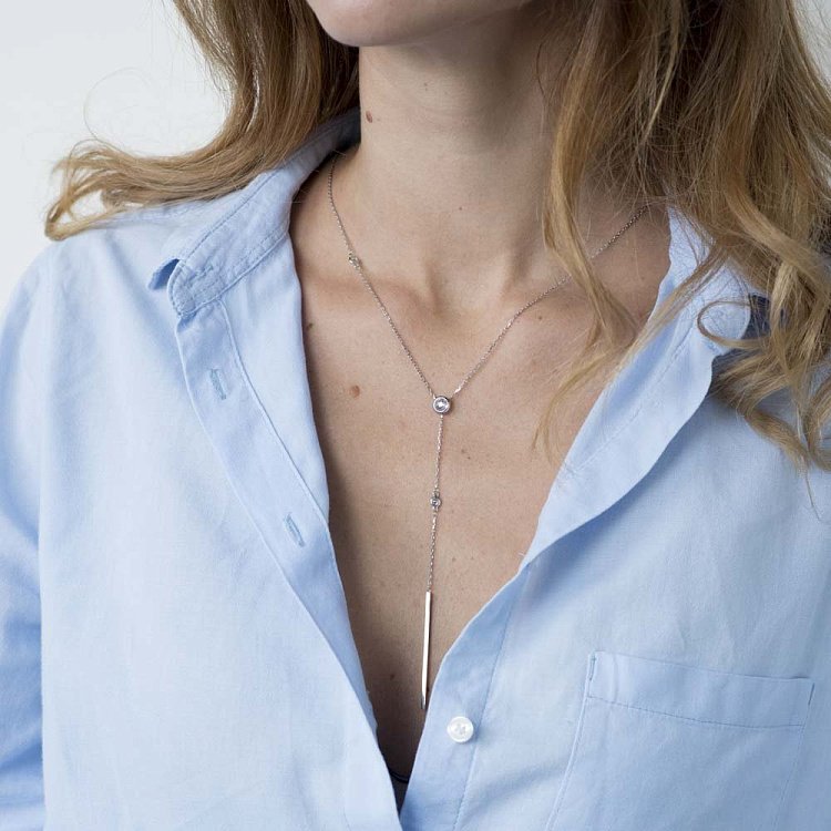 Золотое колье с фианитами кол01064 от ювелирного магазина Оникс