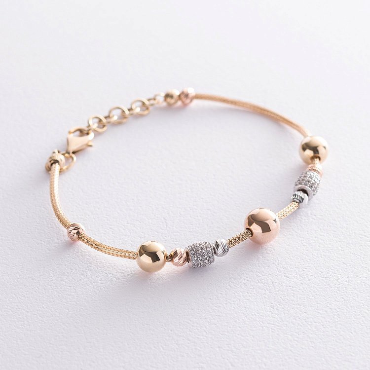 Золотой браслет с фианитами б04369 от ювелирного магазина Оникс - 4