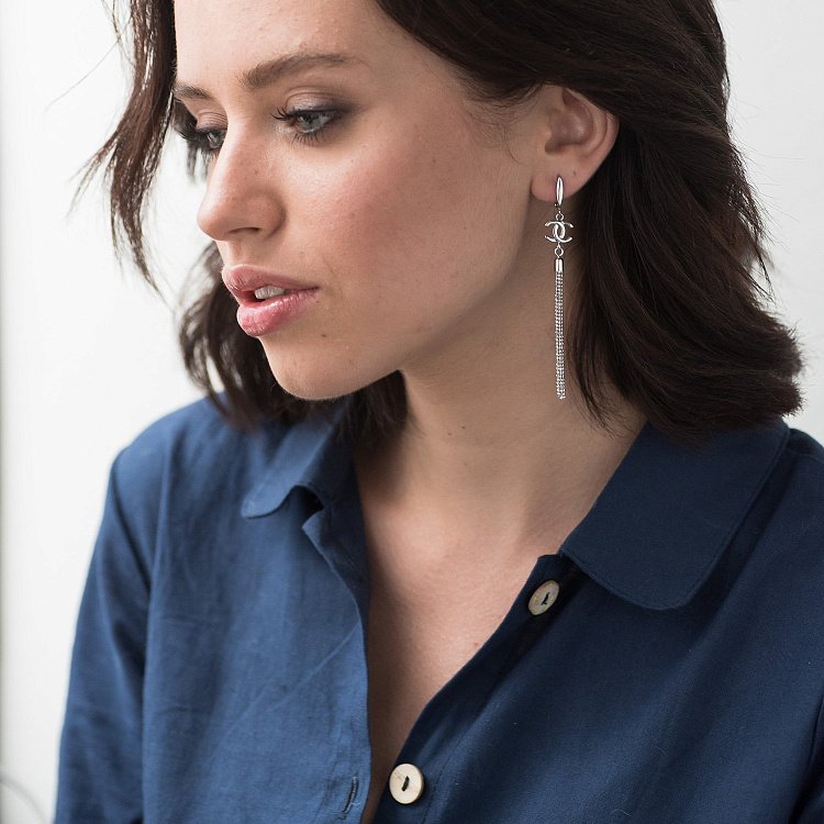 Висячі сережки зі срібла 122524 від ювелірного магазину Онікс - 1