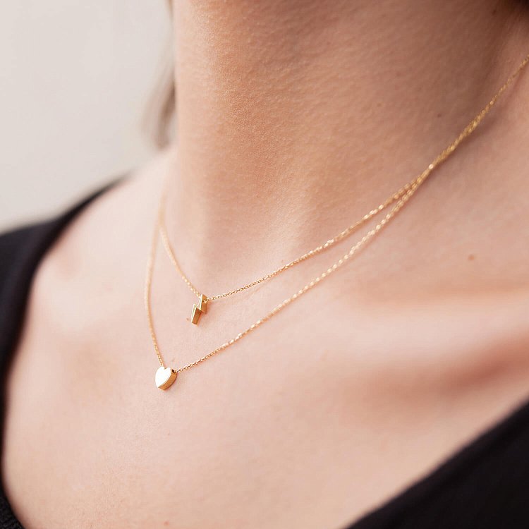 Двойное золотое колье "Молния и сердечко" кол02311 от ювелирного магазина Оникс - 3