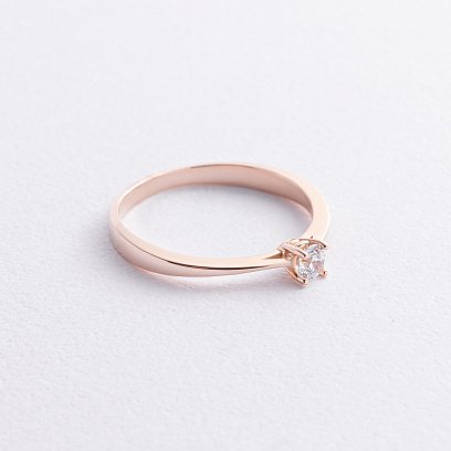 Помолвочное золотое кольцо с фианитом к08231 №2