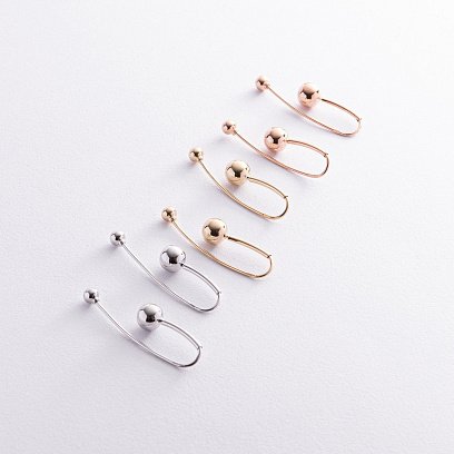 Сережки "Натхнення" з кульками (жовте золото) с08369 №2