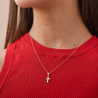 Хрестик у жовтому золоті mini п03869 №2