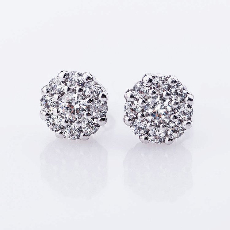 Серебряные серьги-пусеты с фианитами 121920 от ювелирного магазина Оникс - 3