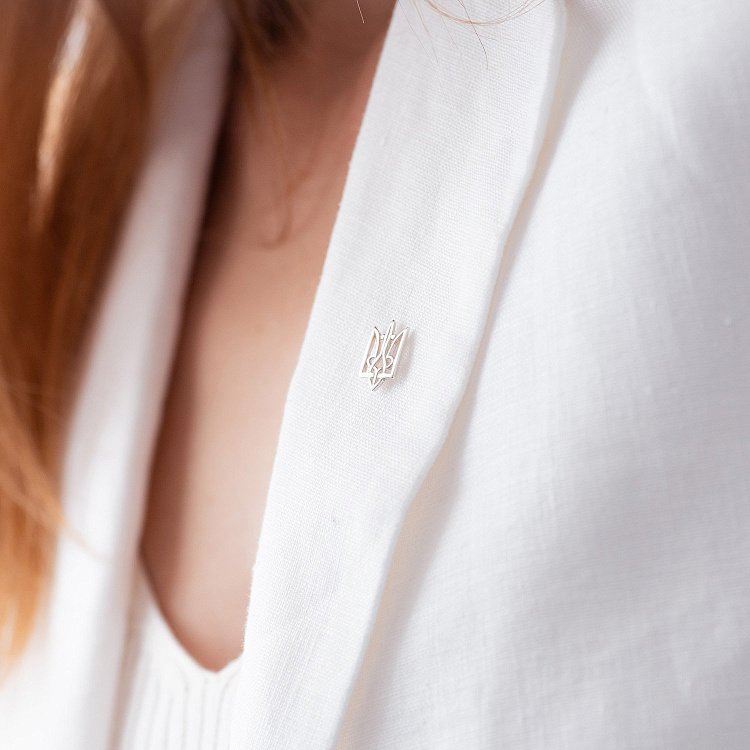 Серебряная заколка Герб Украины "Тризуб" 20001 от ювелирного магазина Оникс - 6