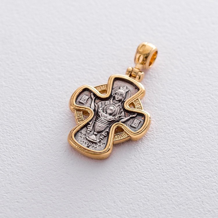 Срібний хрестик з позолотою «Господь Вседержитель. Ікона Божої Матері «Невипивана Чаша» 131671 від ювелірного магазину Онікс - 2