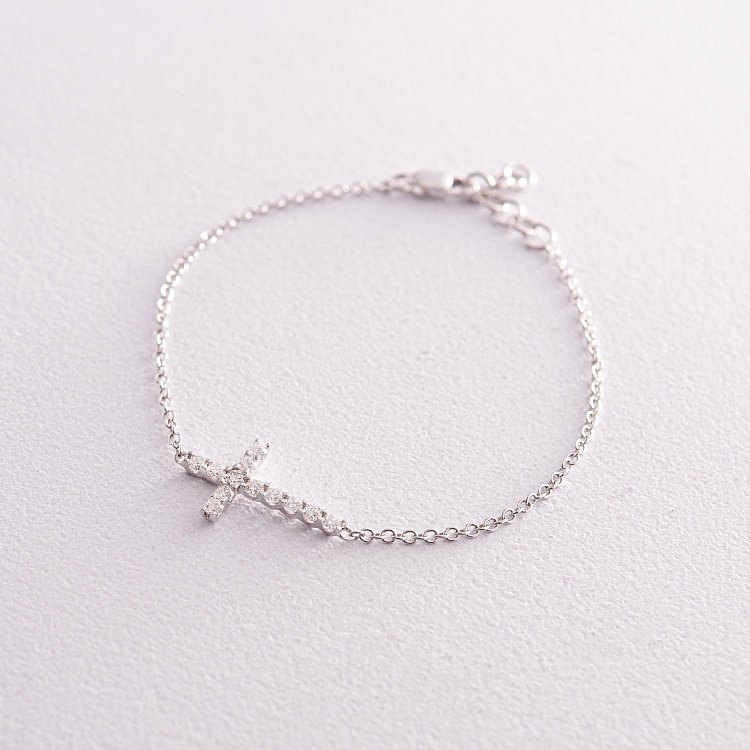 Золотой браслет "Крестик" с бриллиантами бб0033cha от ювелирного магазина Оникс