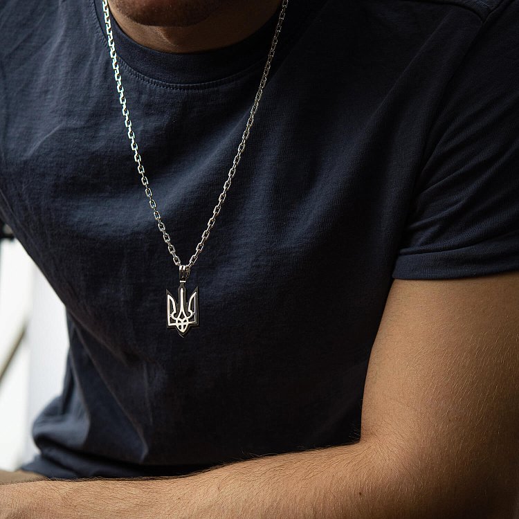 Срібний кулон "Герб України - Тризуб" з ебеновим деревом 959 від ювелірного магазину Онікс - 7