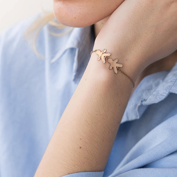 Браслет "Два мальчика" в красном золоте (возможна гравировка) з2089 от ювелирного магазина Оникс - 1