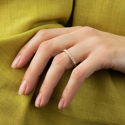 Золота каблучка з доріжкою діамантів кб0683ri №2