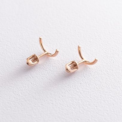 Серьги - пусеты "Дуга" в красном золоте с07075 №4