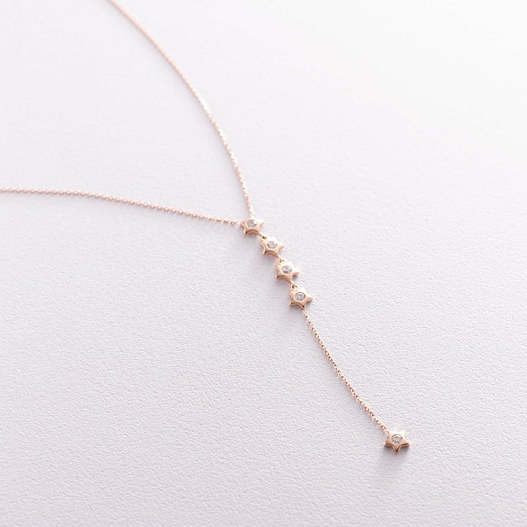 Золоте кольє "Зірочки" з фіанітами кол0149 від ювелірного магазину Онікс - 9