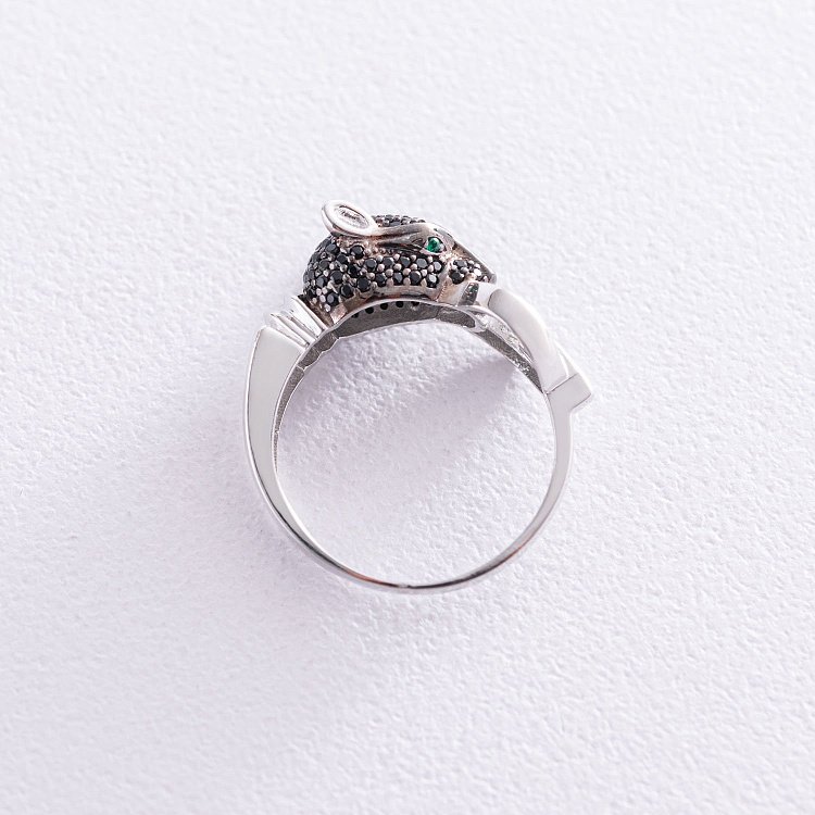 Золота каблучка "Пантера" з фіанітами к04930 від ювелірного магазину Онікс - 2