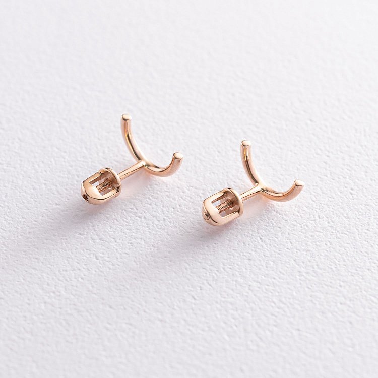 Серьги - пусеты "Дуга" в красном золоте с07075 от ювелирного магазина Оникс - 3