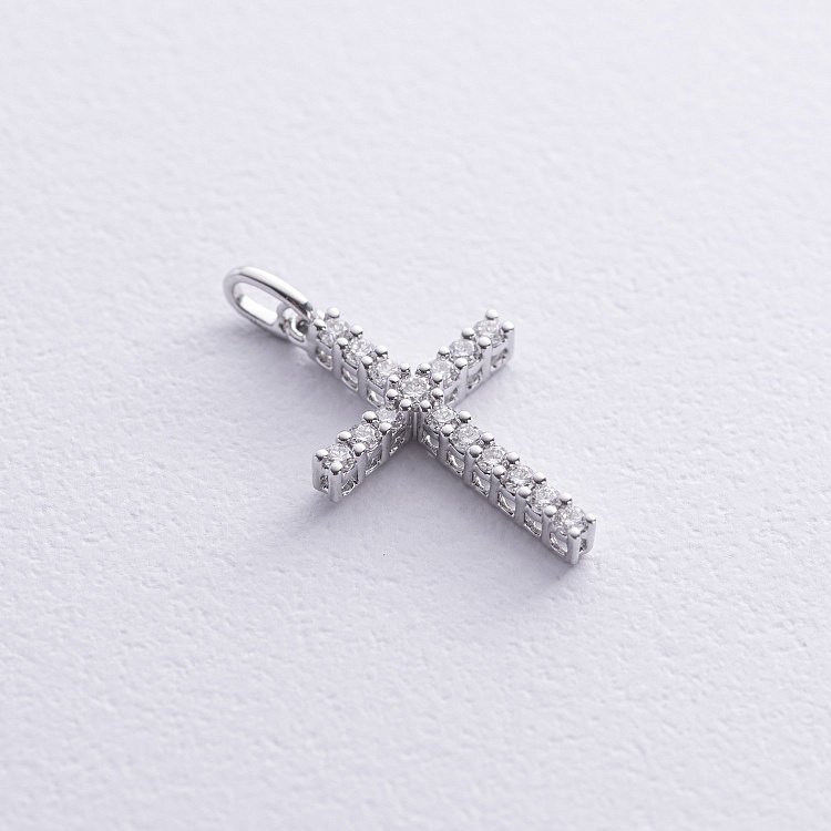 Золотой крестик с бриллиантами пб0053gm от ювелирного магазина Оникс