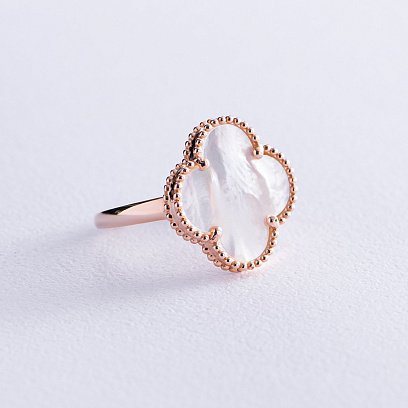 Кольцо "Клевер" в красном золоте (перламутр) к07035 №2