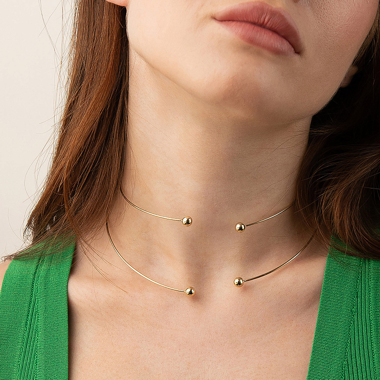 Кольє - чокер "Demi" (жовте золото) з кульками кол02614 від ювелірного магазину Онікс - 3