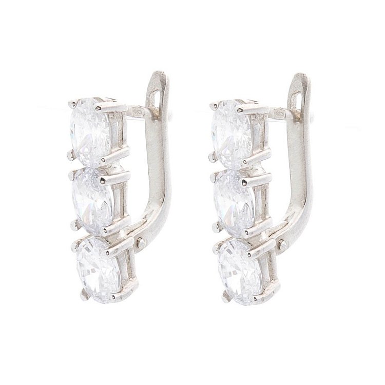 Срібні сережки (фіаніти) 12832 - 1 Срібні сережки (фіаніти) 12832 від ювелірного магазину Онікс - 1