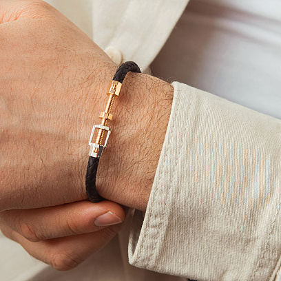 Каучуковый браслет из красного и белого золота б05812 №4