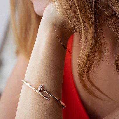 Жесткий золотой браслет "Гвоздь" (бриллианты) бб0037м №4