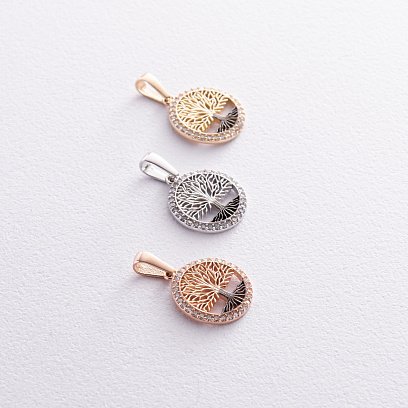 ﻿Кулон "Древо життя" з фіанітами (червоне золото) п03822 №5