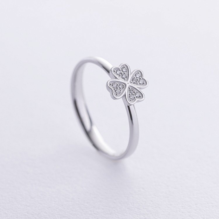 Золота каблучка "Конюшина" з діамантами 238561121 від ювелірного магазину Онікс