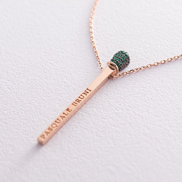 Золотое колье "Спичка" (зеленые фианиты) кол01466 от ювелирного магазина Оникс - 2