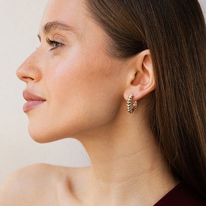 Сережки - кільця в жовтому золоті с09299 №8