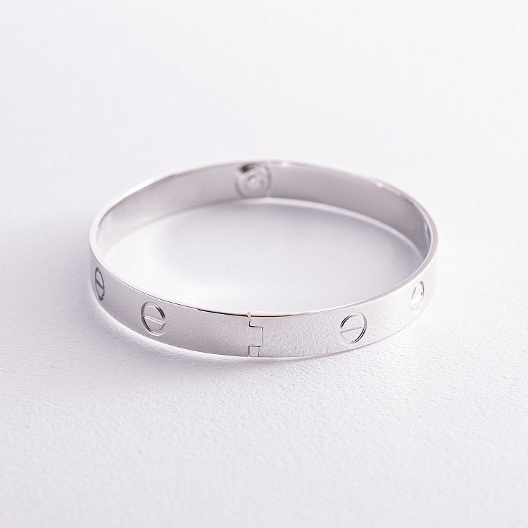 Жорсткий браслет "Love" з білого золота (0.6 см) б03336 від ювелірного магазину Онікс - 2