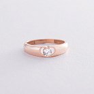 Золотое кольцо Сердце с фианитом к06414 от ювелирного магазина Оникс