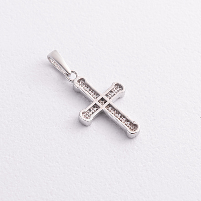 Хрестик у білому золоті (фіаніти) п04054 №2