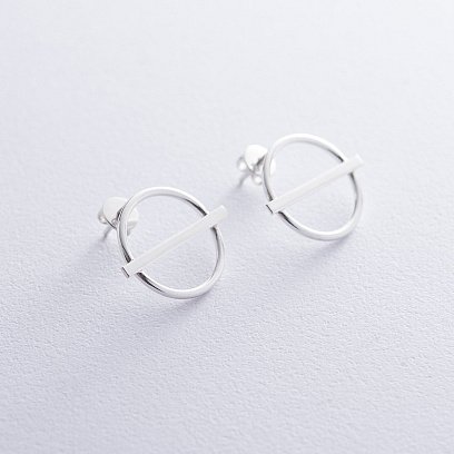 Срібні сережки - пусети "Баланс" 122585 №2