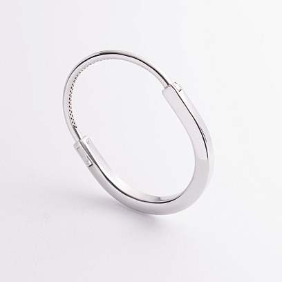 Жорсткий браслет Lock у білому золоті б05716