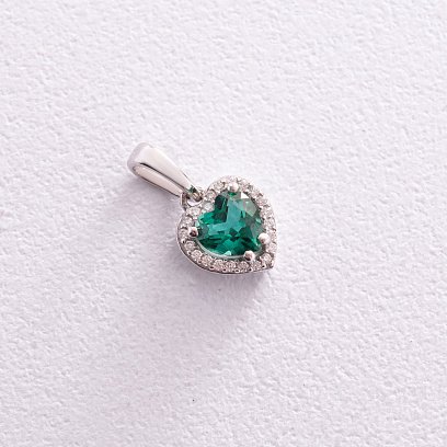 Серебряный кулон "Сердечко" с кварцом и фианитами 3983/1р-QGR