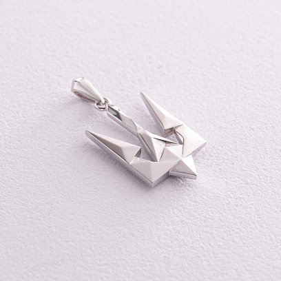 Кулон "Герб України - Тризуб" у білому золоті п03720 №5