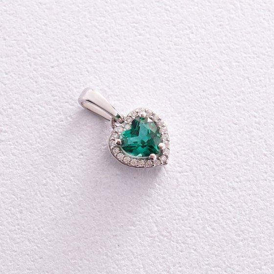 Серебряный кулон "Сердечко" с кварцом и фианитами 3983/1р-QGR