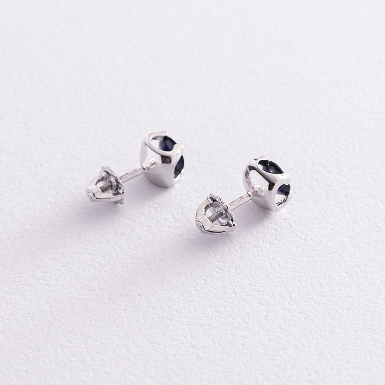 Золоті сережки - пусети "Флоранс" з сапфірами 22552 від ювелірного магазину Онікс - 2