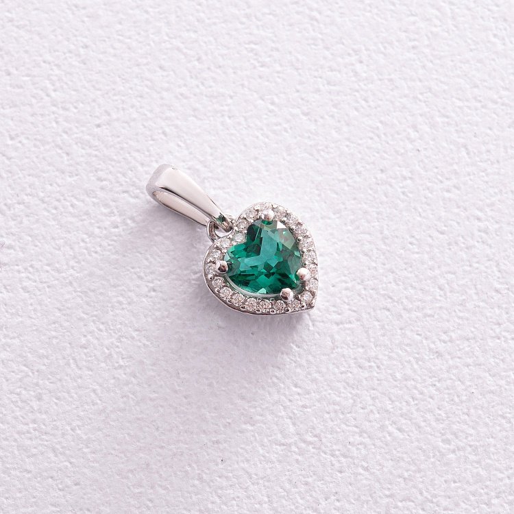 Серебряный кулон "Сердечко" с кварцом и фианитами 3983/1р-QGR от ювелирного магазина Оникс