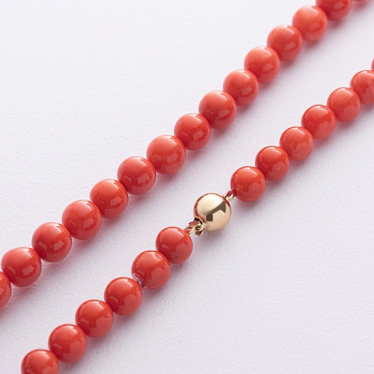 Бусы из коралла (золотая застежка) бус017к от ювелирного магазина Оникс - 2