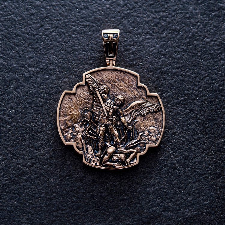 Золотий кулон "Український воїн. Молитва до Архангела Михайла" п03826 від ювелірного магазину Онікс