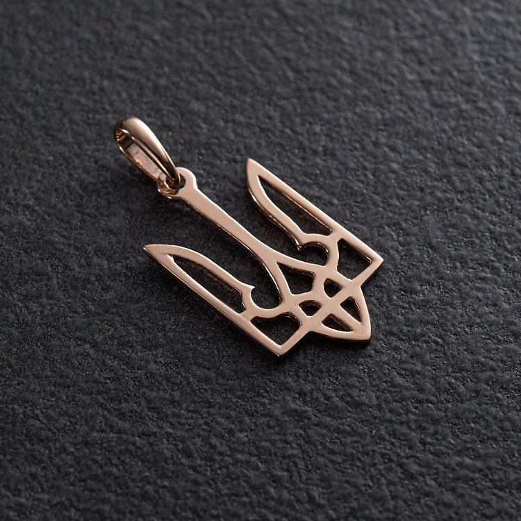 Золотая подвеска Герб Украины "Тризуб" п01789 от ювелирного магазина Оникс - 1