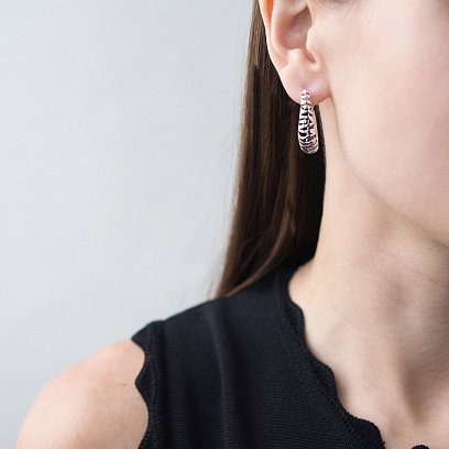 Срібні сережки "Зебра" 122571 №2