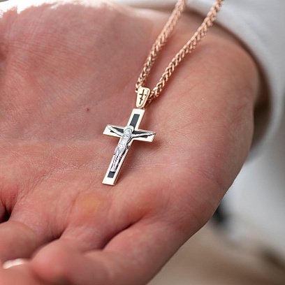 Золотой крест "Распятие. Спаси и Сохрани" 210103Е №4