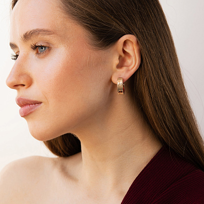 Серьги - кольца "Love" (красное золото) с09663 №2