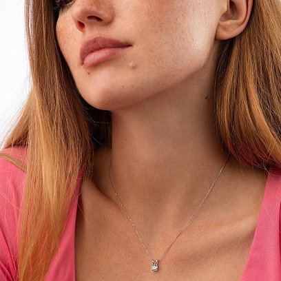 Золотое колье с одним фианитом кол01364 №2